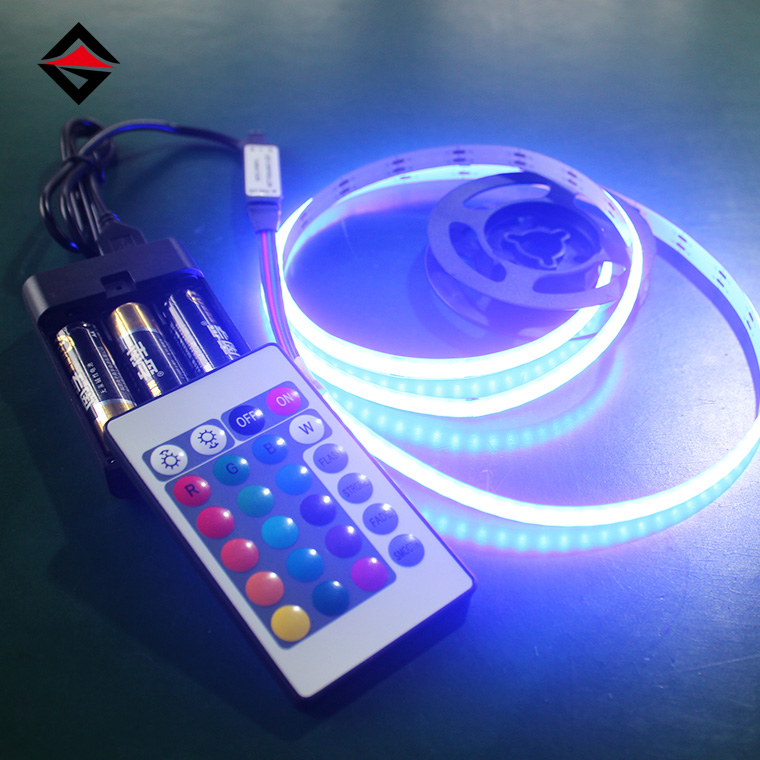 5v RGB Cob Strip kanthi USB 24-Kunci kontrol lan kothak baterei